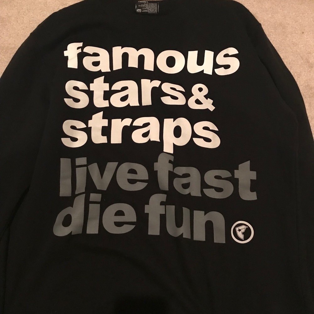 Famous stars & straps Crewneck sweater Sz M vintage retro music Travis barker